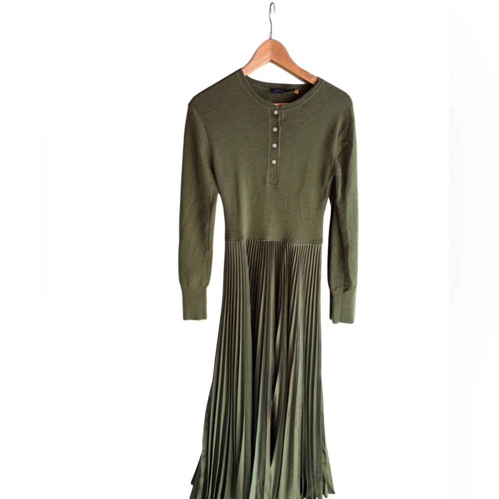 Ralph Lauren Forest Green Long Sleeve Henley Dress